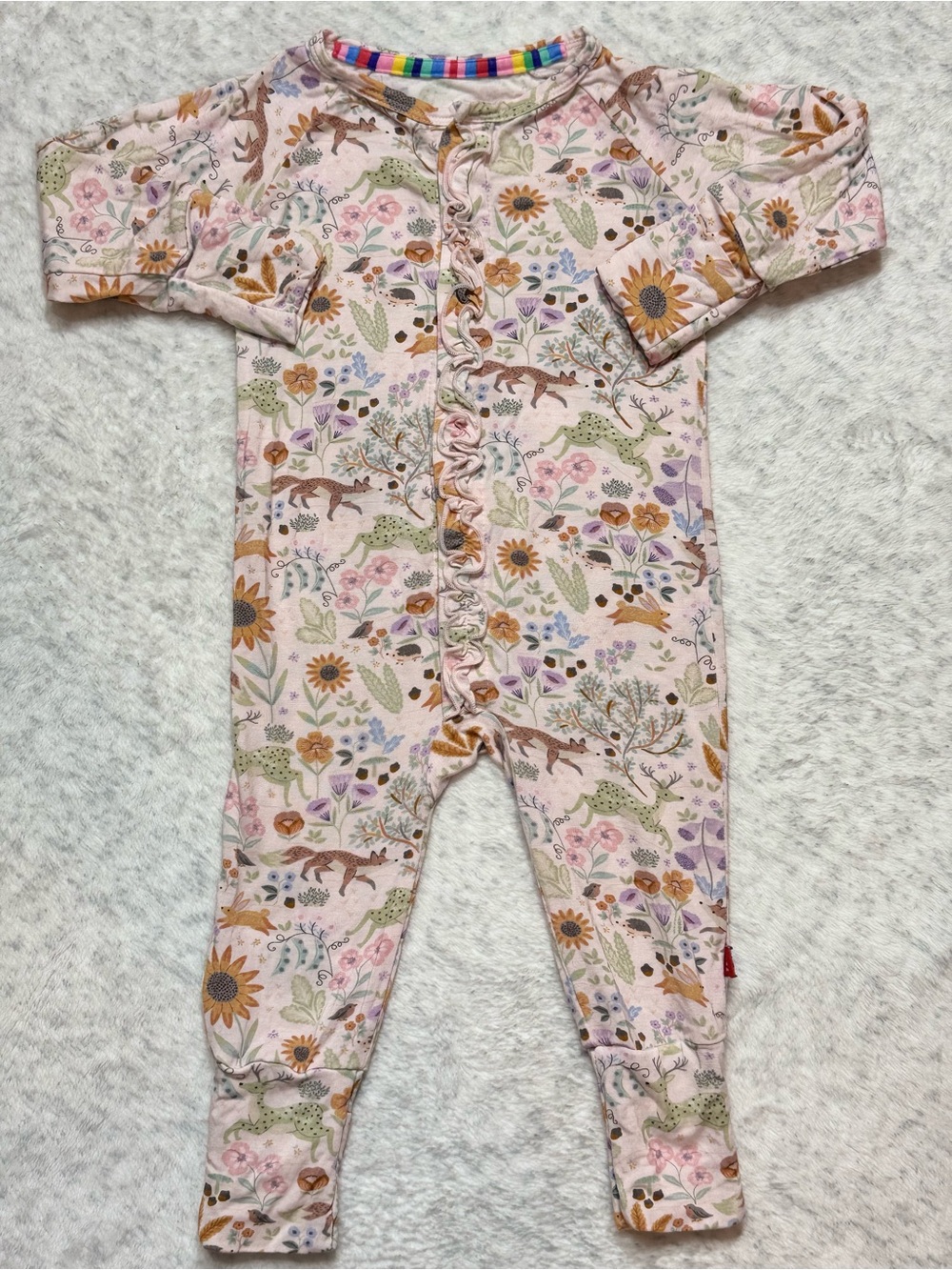 Magnetic Me Woodland Animals Floral Footless Sleeper 3-6M Baby Girl Modal Pink